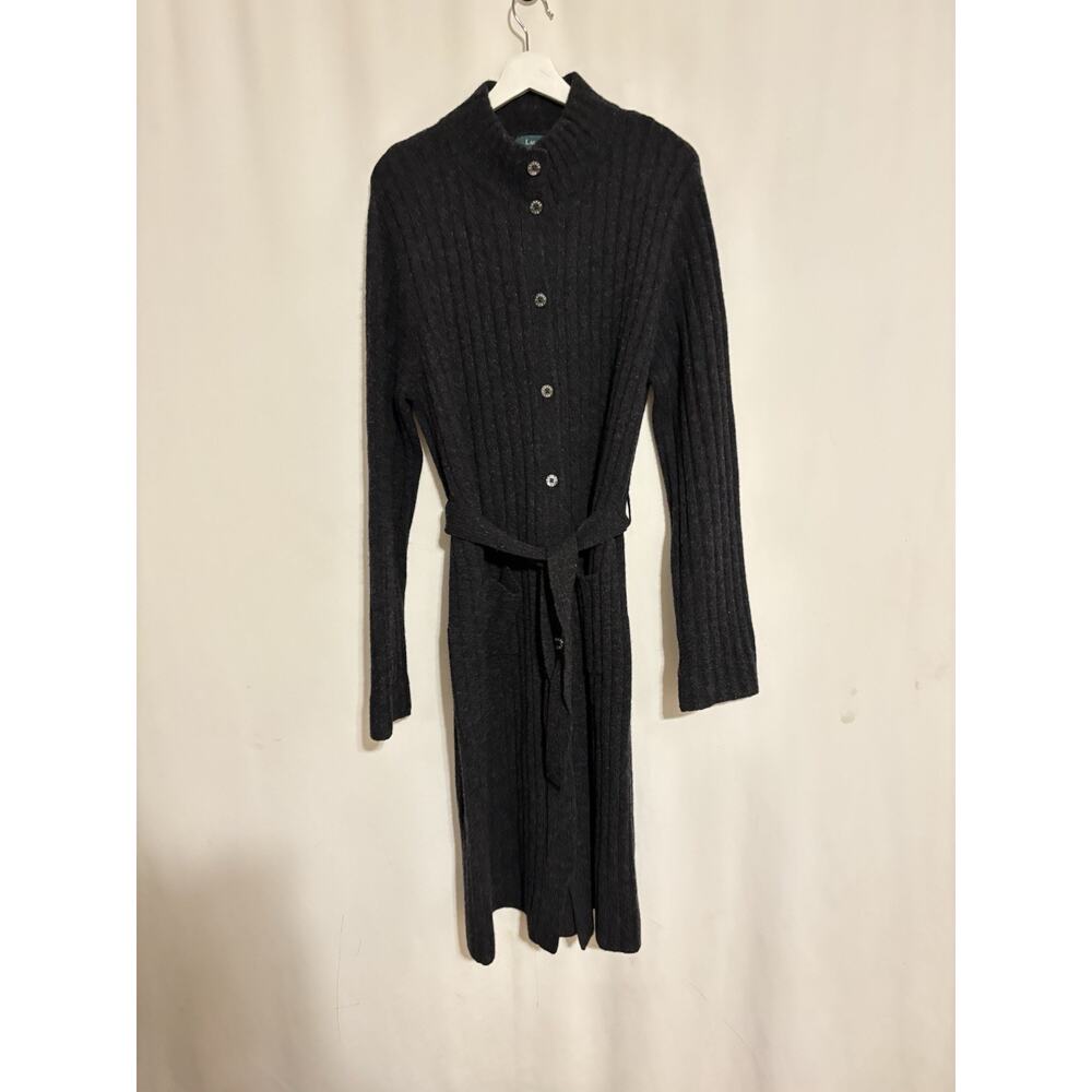 RALPH LAUREN LRL Dress XL Long Ribbed Buttons Wool Stretch Western Fall Belt